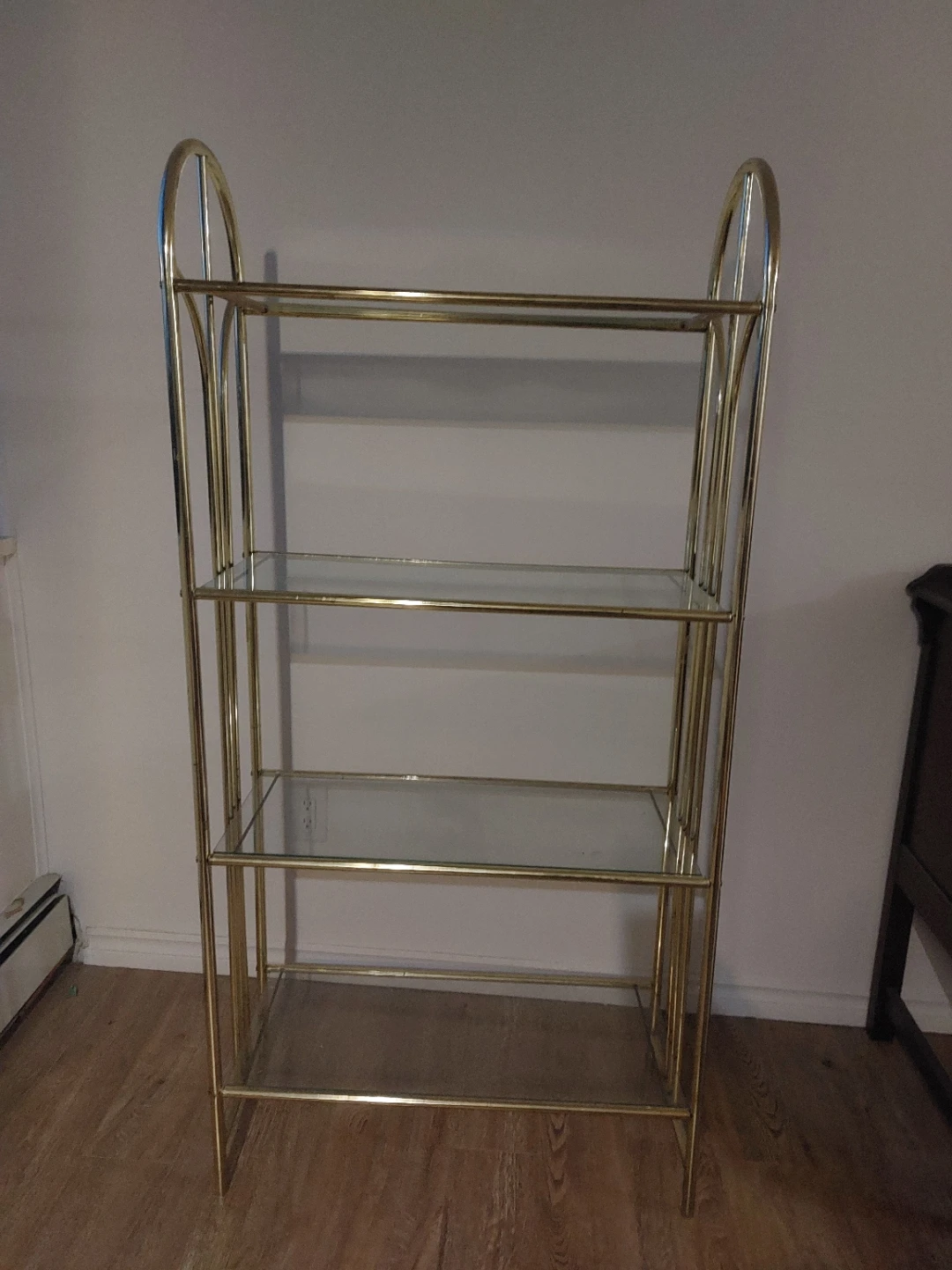 Gold Metal and Glass Shelf Unit