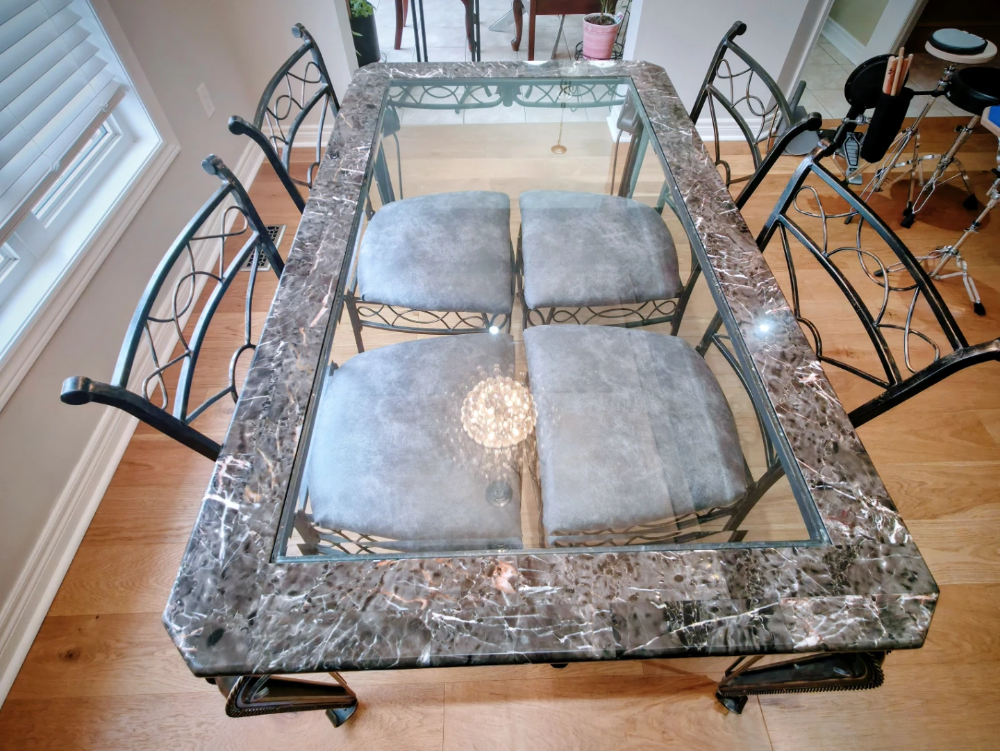 Glass Top Dining Table with 4 Metal Chairs - photo 3