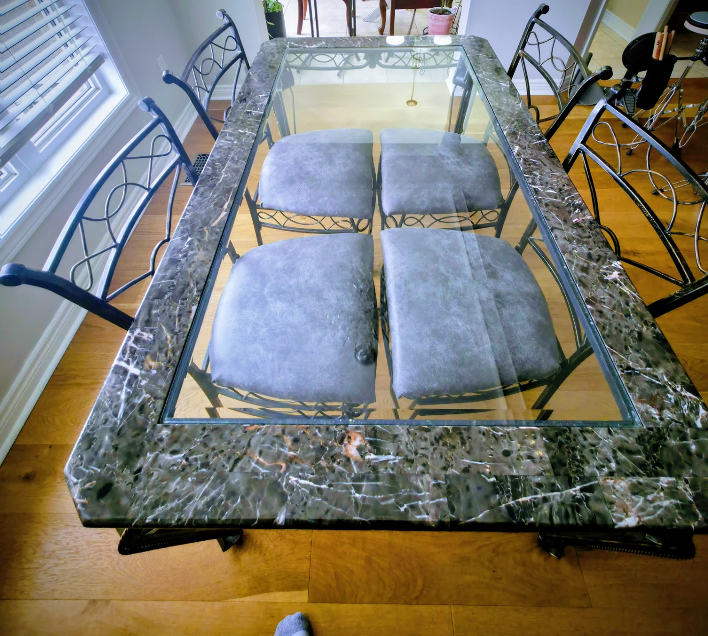 Glass Top Dining Table with 4 Metal Chairs - photo 4