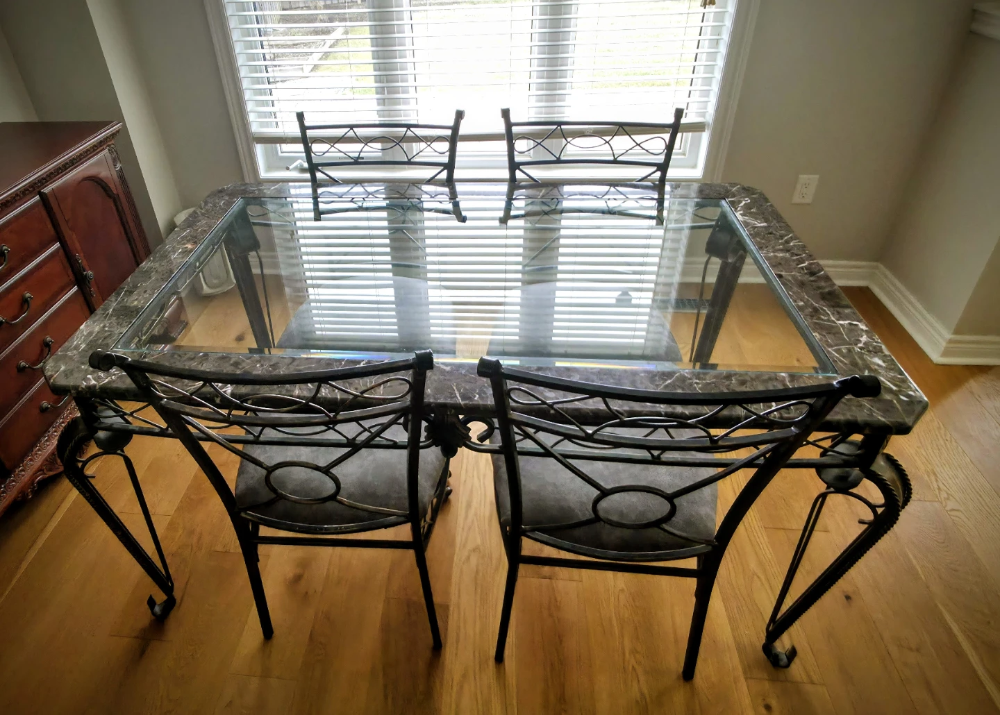 Glass Top Dining Table with 4 Metal Chairs - photo 5