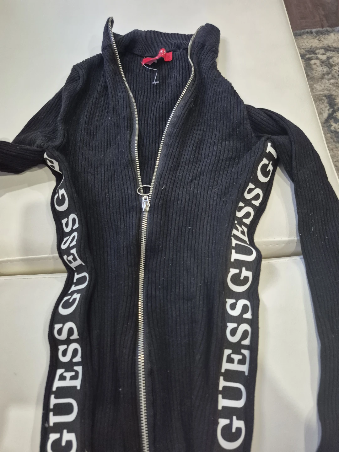 Guess Black Ribbed Zippered Jacket XS - photo 3