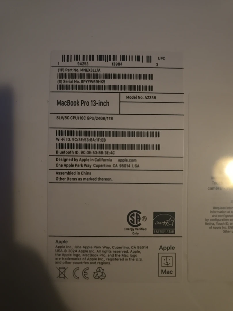 Apple MacBook Pro 13-inch M2 Chip 24GB RAM 1TB SSD - photo 2