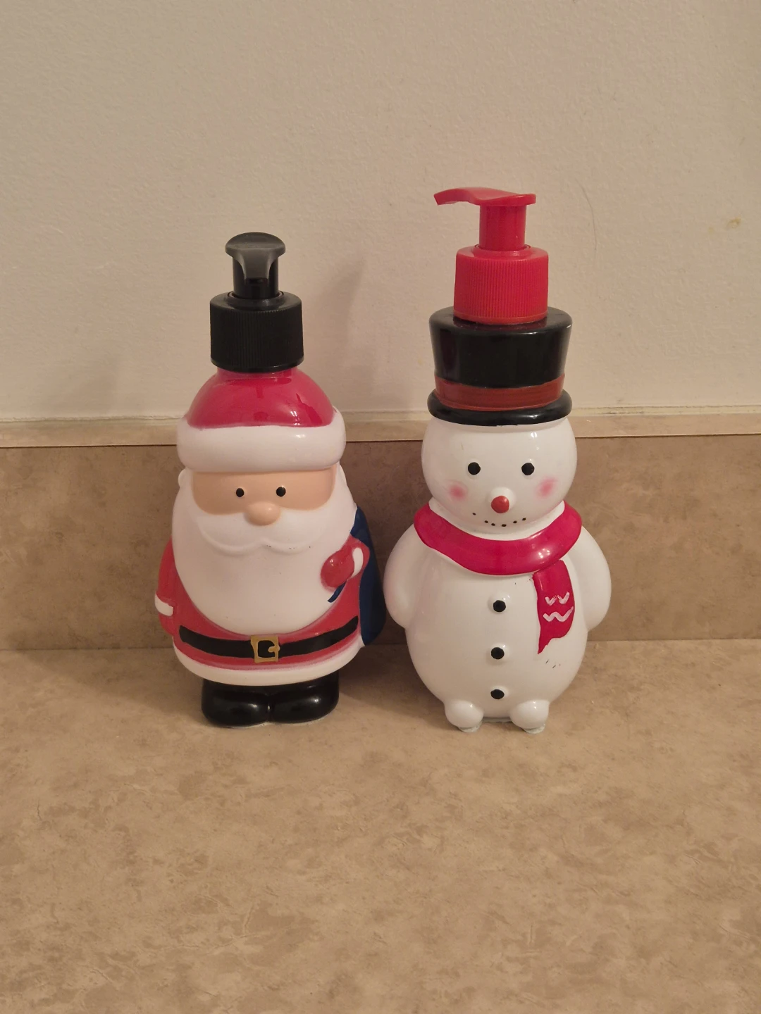 Santa and Snowman Soap Dispenser Set