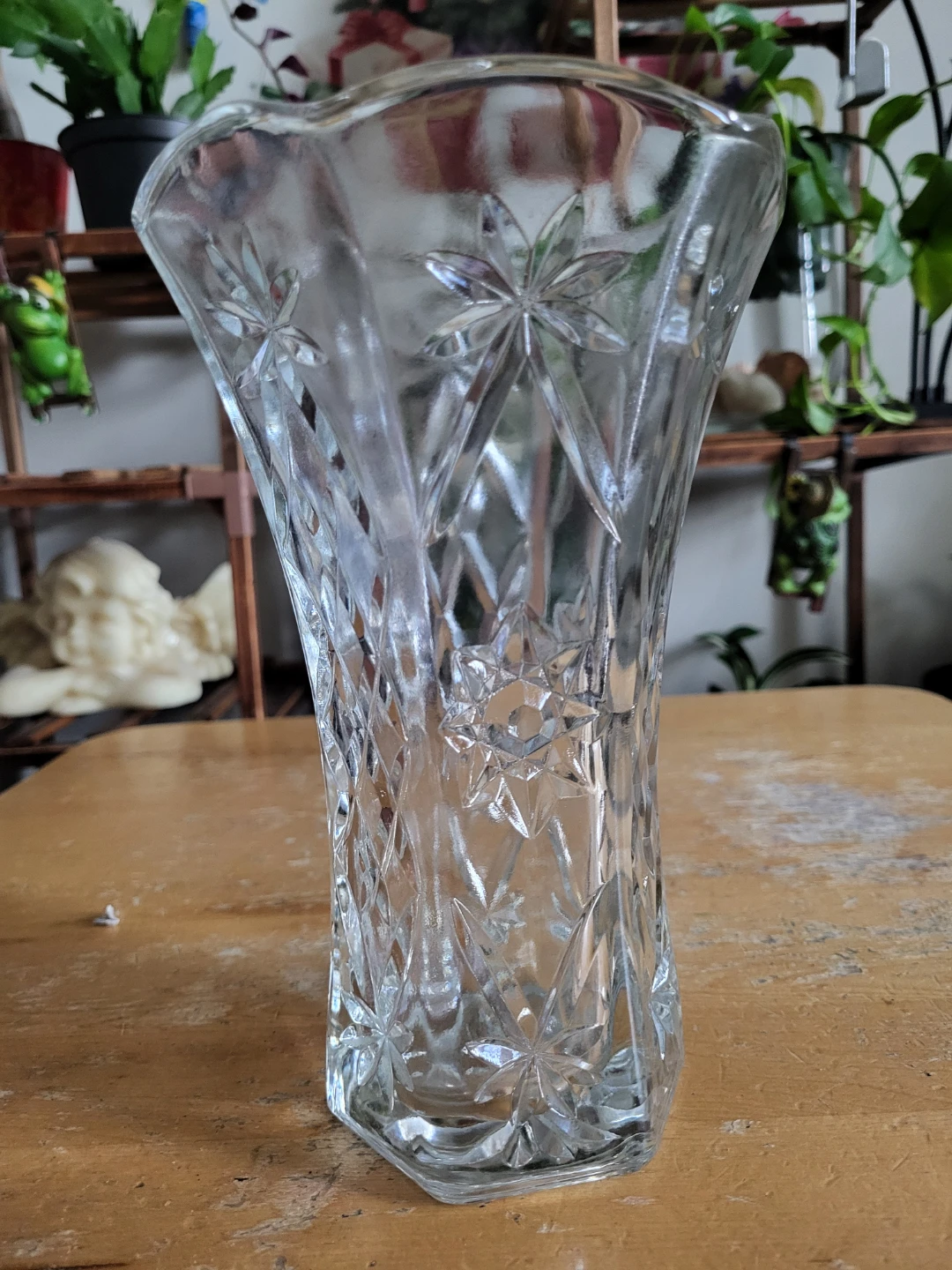 Crystal Glass Vase with Starburst Pattern - photo 2