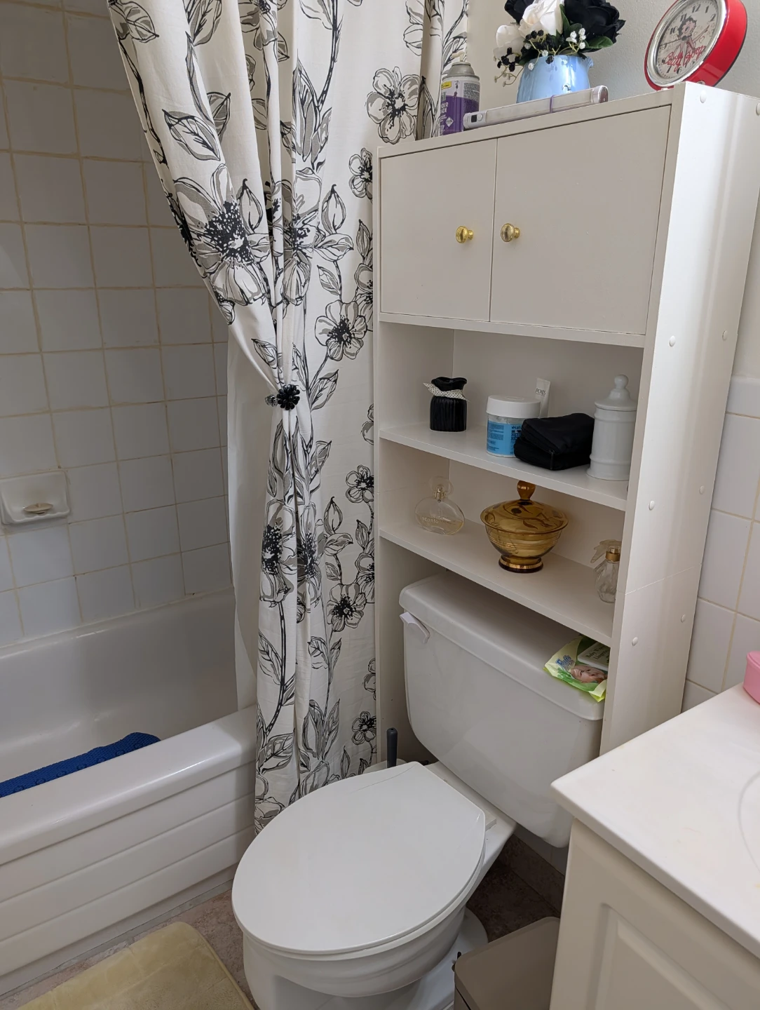 White Bathroom Storage Shelf Unit
