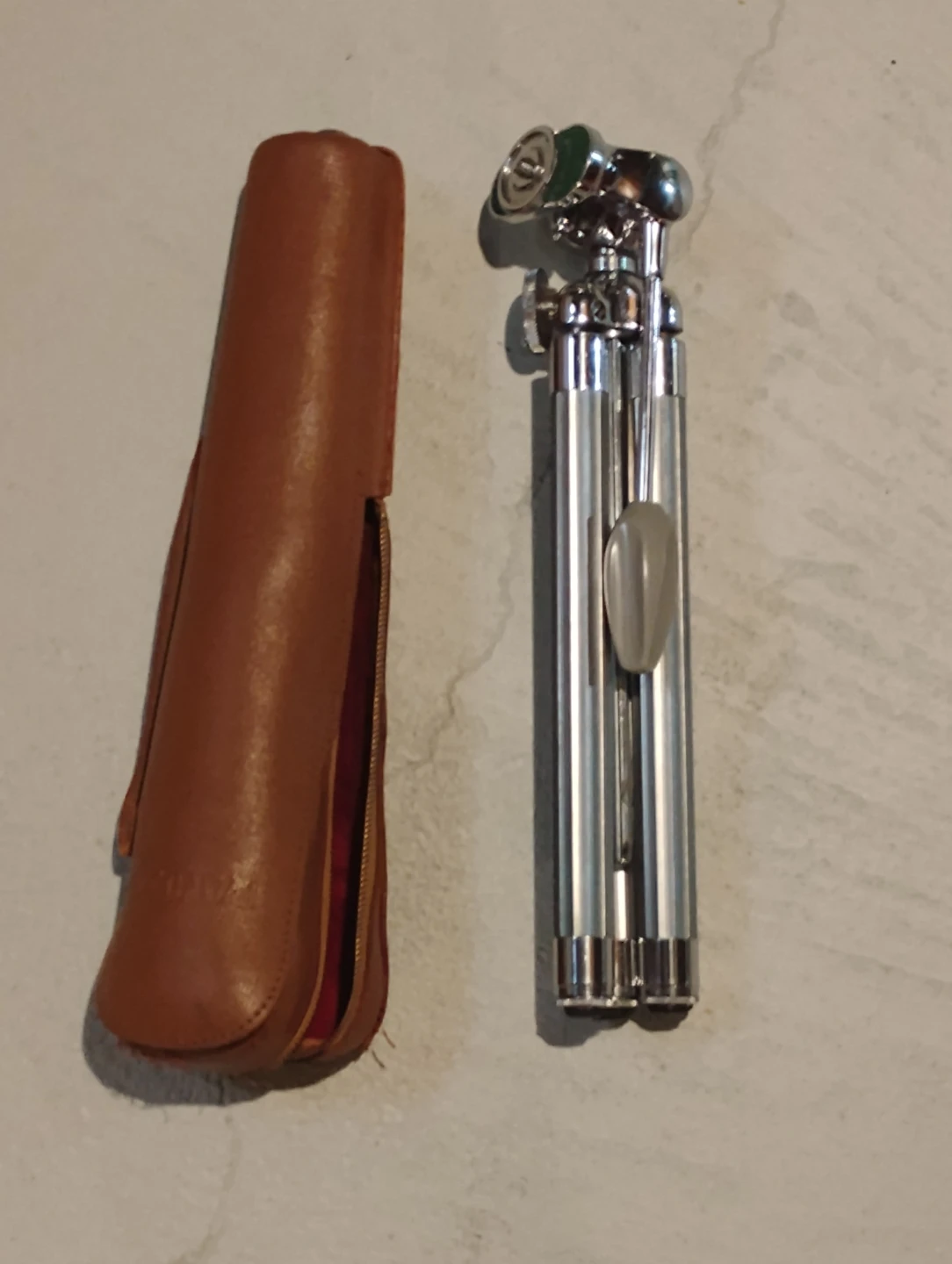 Vintage Compact Metal Tripod with Leather Case
