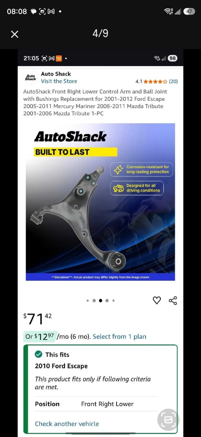Front Right Lower Control Arm & Ball Joint with Bushings - photo 4
