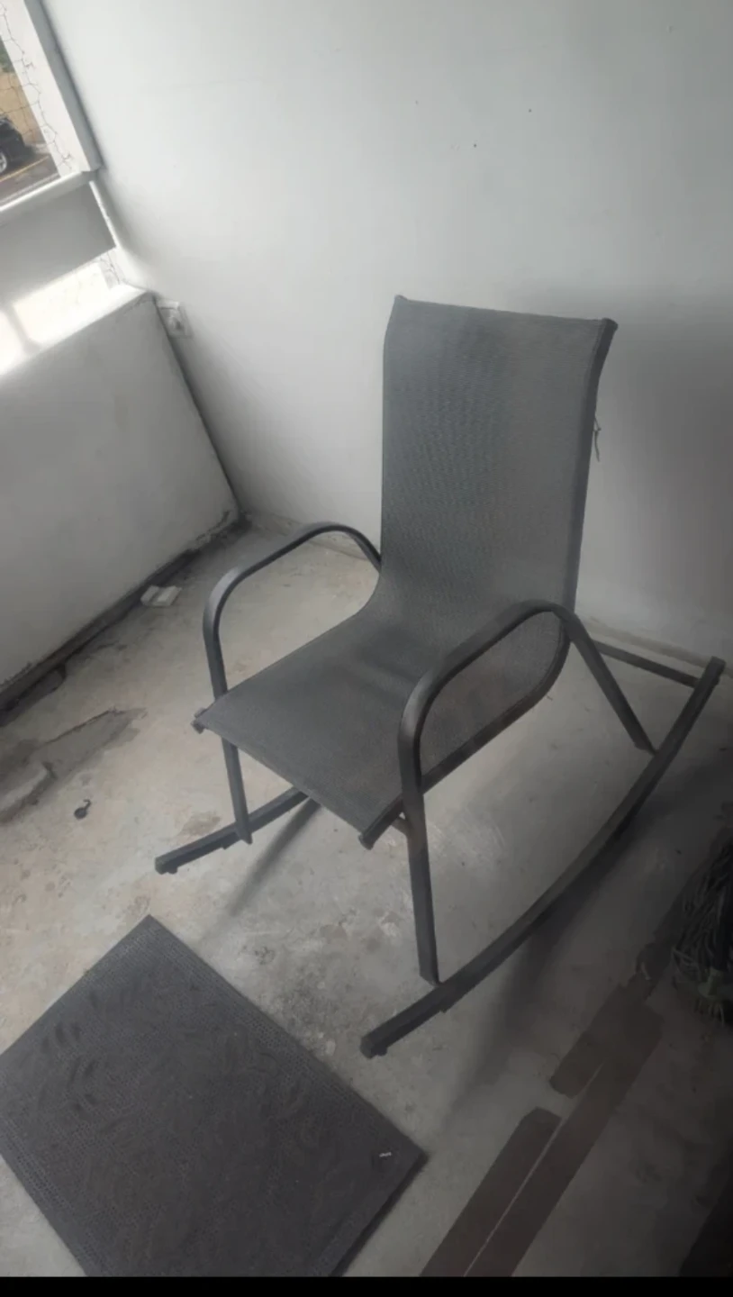 Grey Metal Mesh Rocking Chair