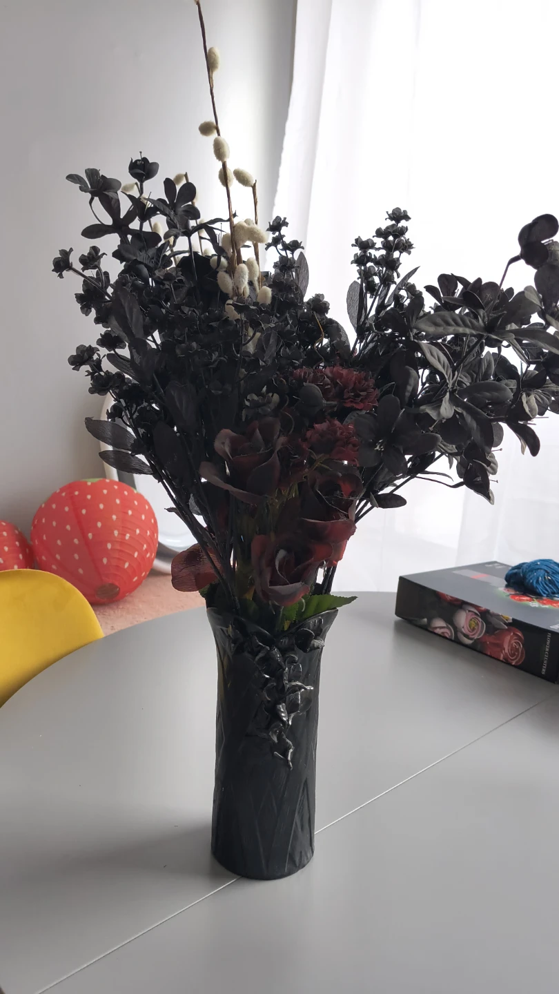 Black Decorative Vase with Faux Flowers - photo 2