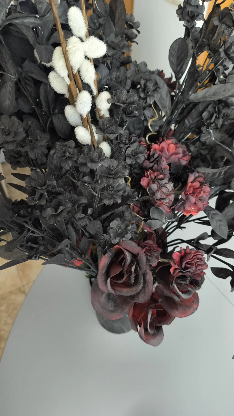 Black Decorative Vase with Faux Flowers - photo 4