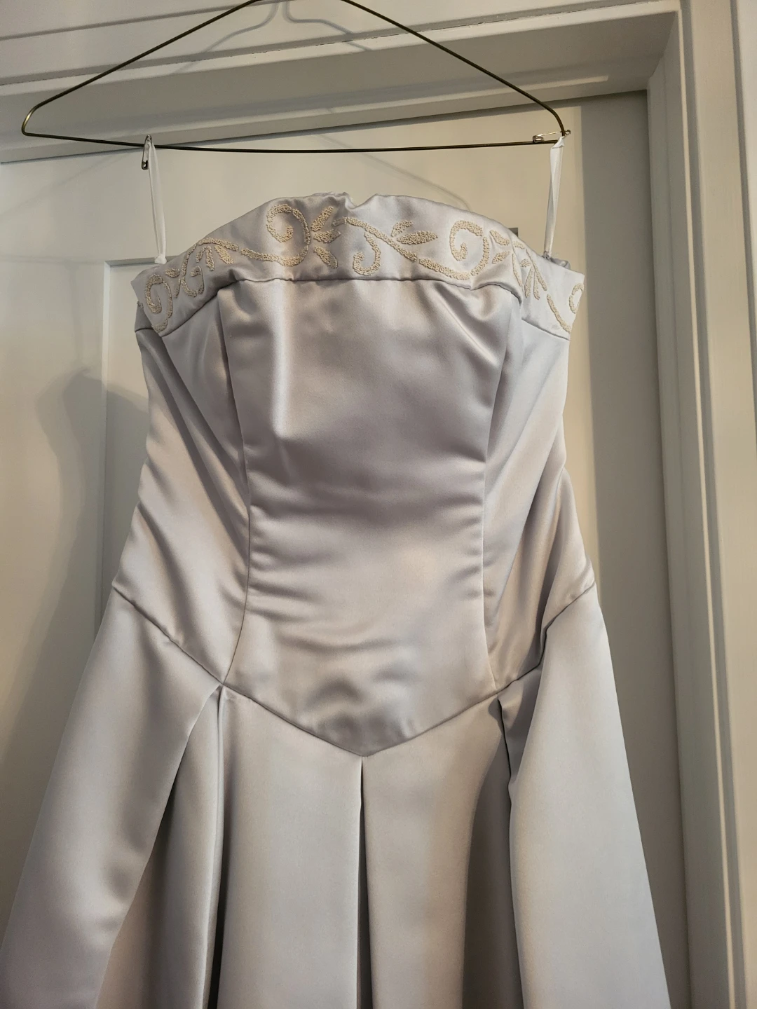 Dove Grey Strapless Embellished Formal Gown - photo 2