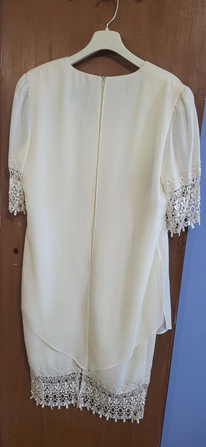 Mark Edwards Occasion Cream Lace Dress Size 10 - photo 3