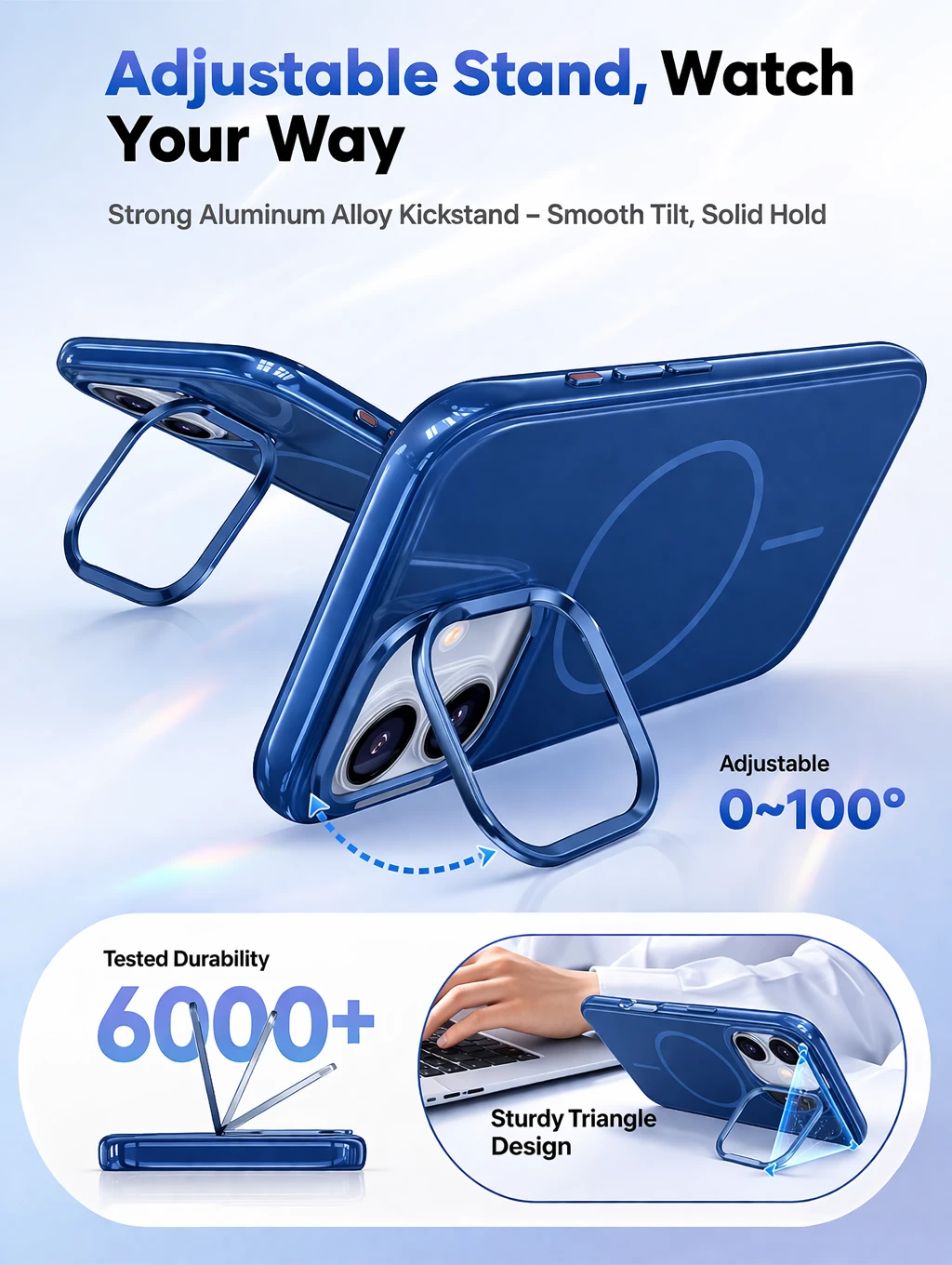 iPhone 17 Case w/ MagSafe & Kickstand, Slim Protective, Blue - photo 2