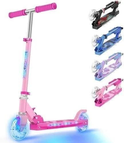 Pink Kids Scooter with Light-Up Wheels - Adjustable Height