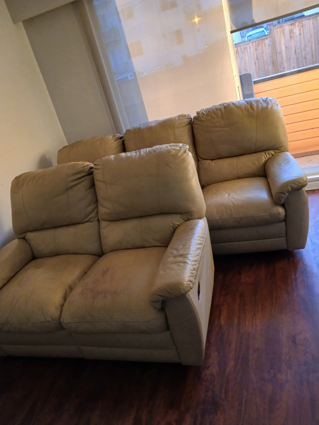 Tan Leather Loveseat Recliner