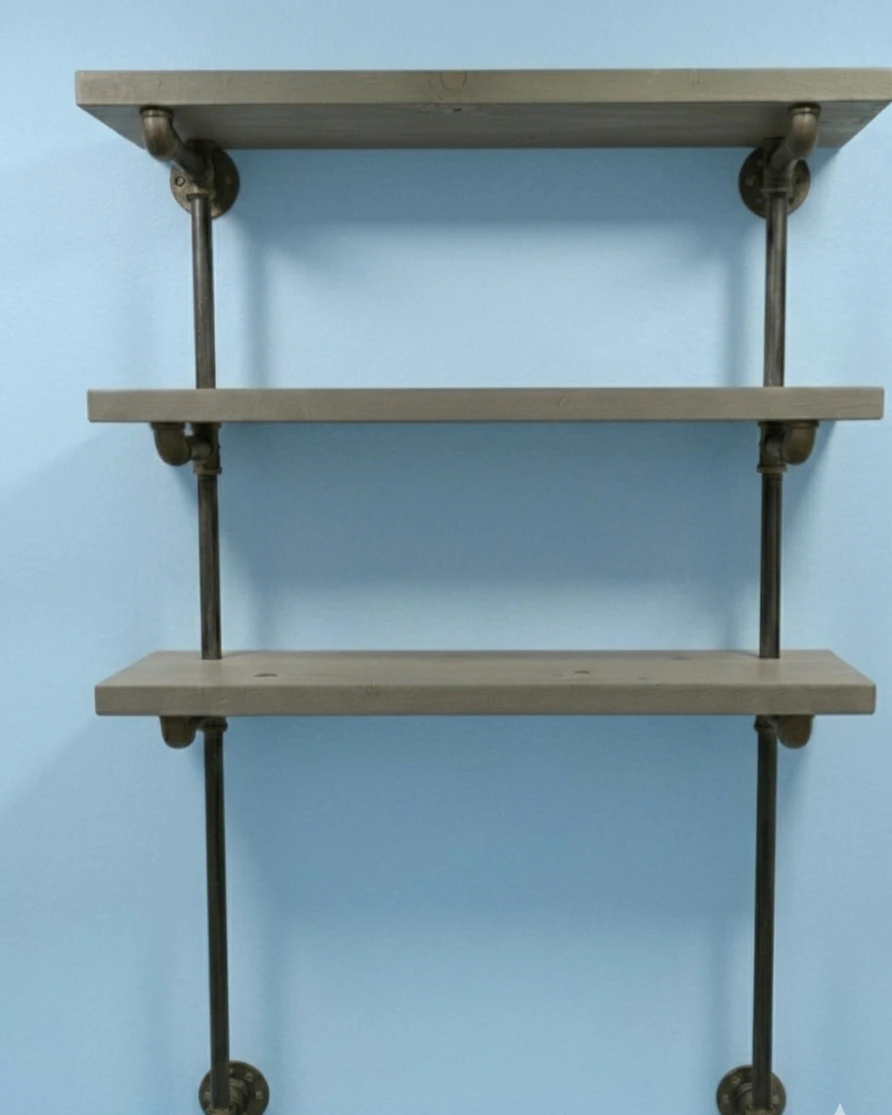 3-Tier Industrial Pipe Shelf - photo 2
