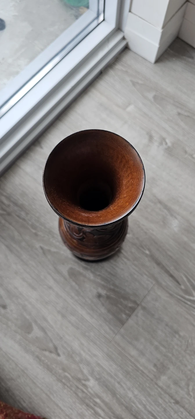 Vintage Carved Wooden Vase - photo 2