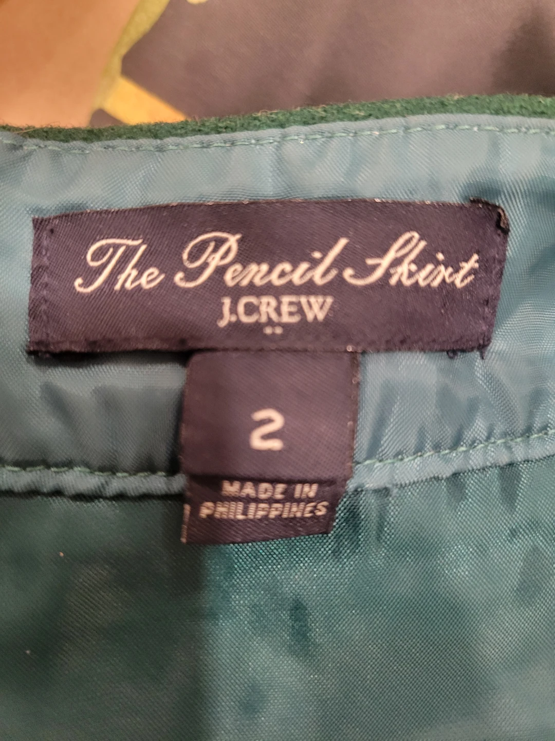 J. Crew Pencil Skirt Size 2 Green Wool Blend - photo 2