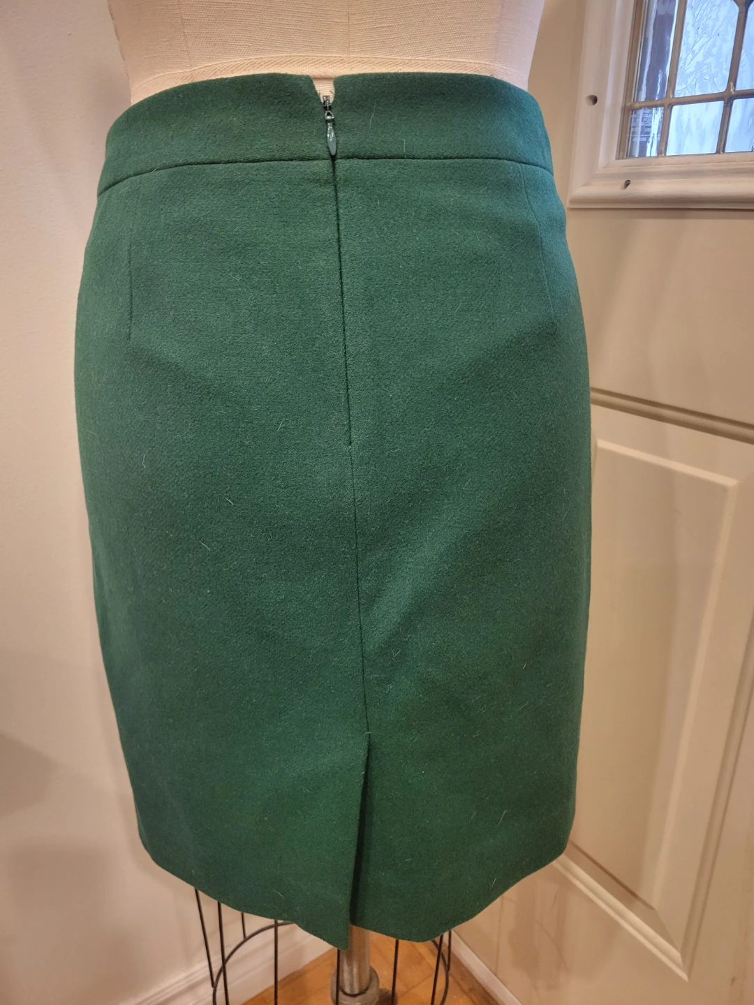 J. Crew Pencil Skirt Size 2 Green Wool Blend - photo 4