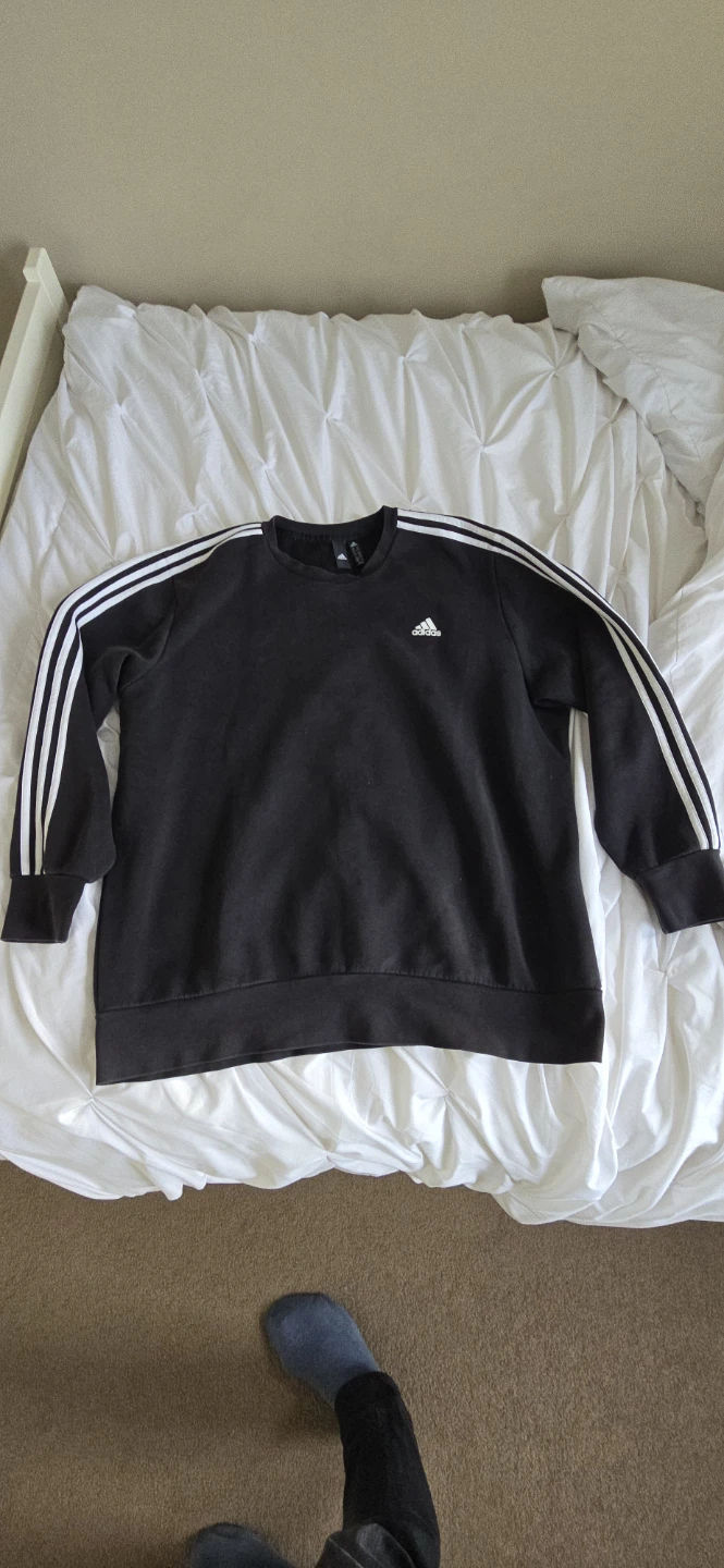 Mens Adidas Black Sweatshirt with White Stripes XXL