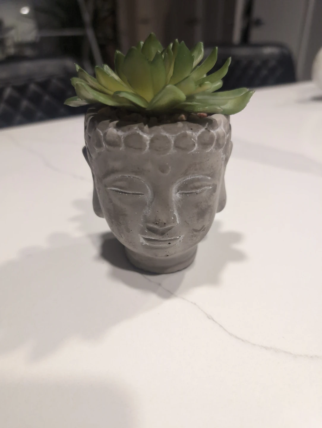 Buddha Head Planter with Fake Succulent