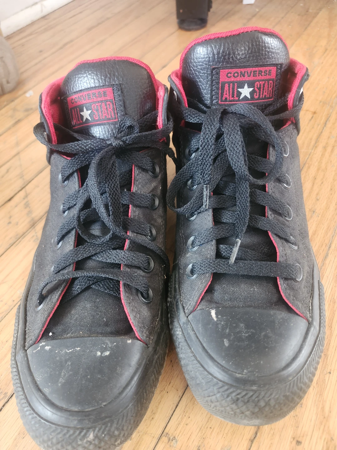 🥕 Converse All Star Mid Top Shoes Black Red - photo 3