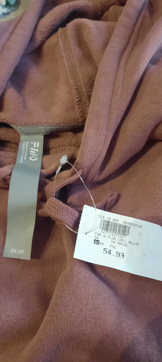 FWD Women's Plus Size Hoodie Mauve 2X/2T