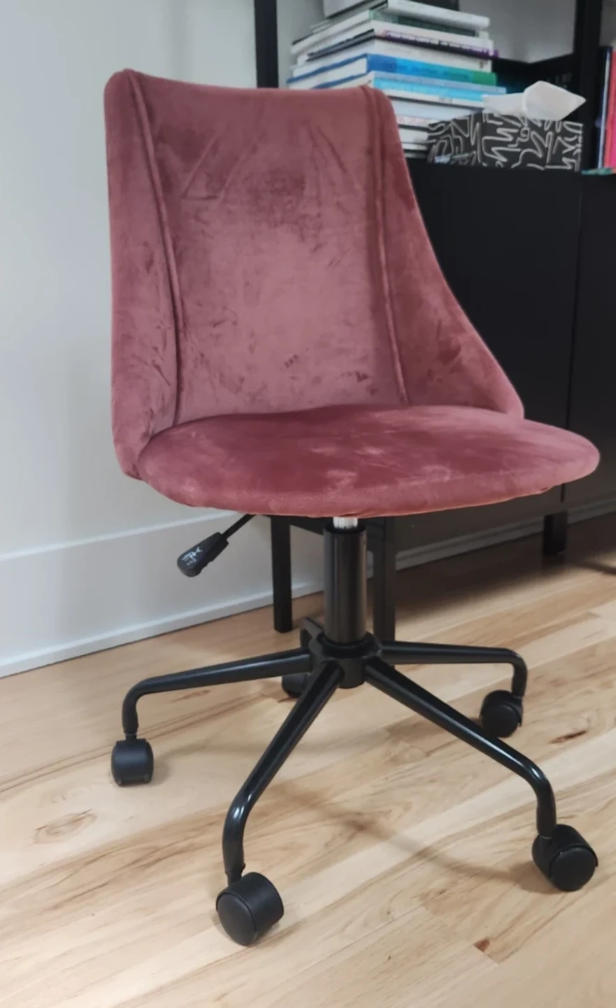 Pink velvet desk chair
