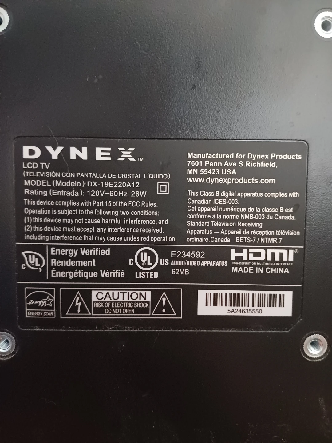 Dynex DX-19E220A12 LCD TV - photo 2