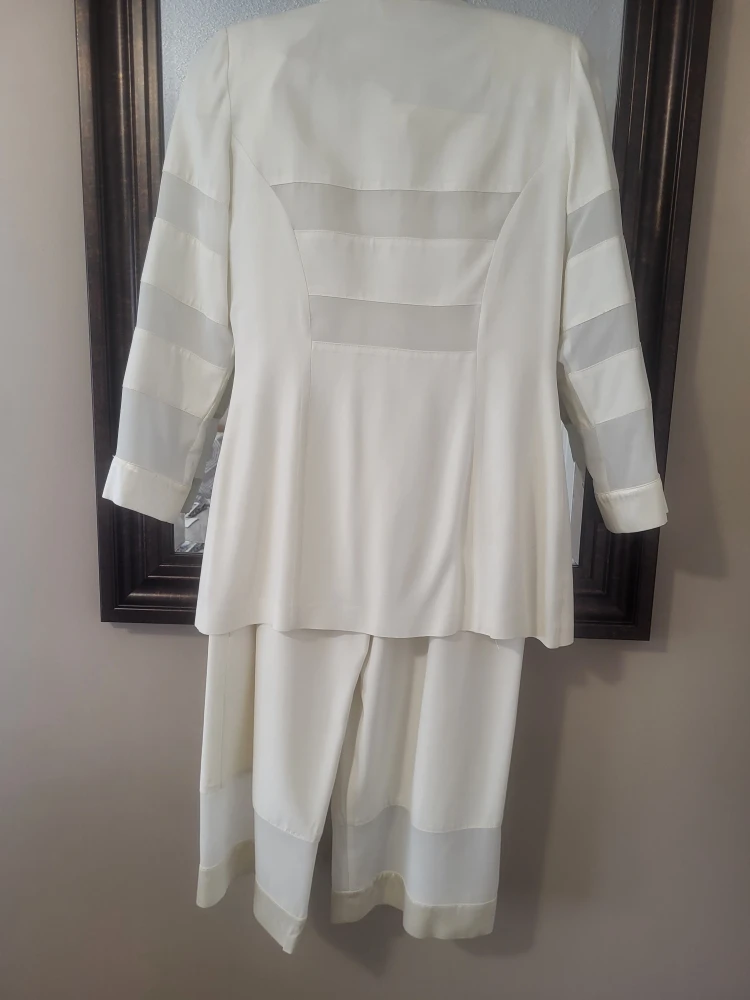 Women's White Pantsuit with Mesh Accents - photo 2