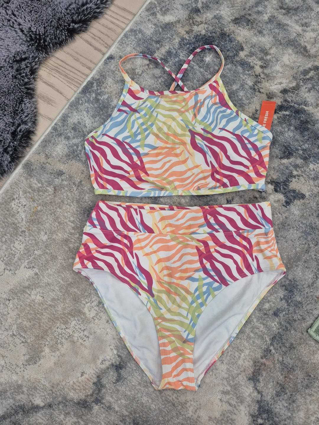 Bikini Set Rainbow Zebra Print Size Medium