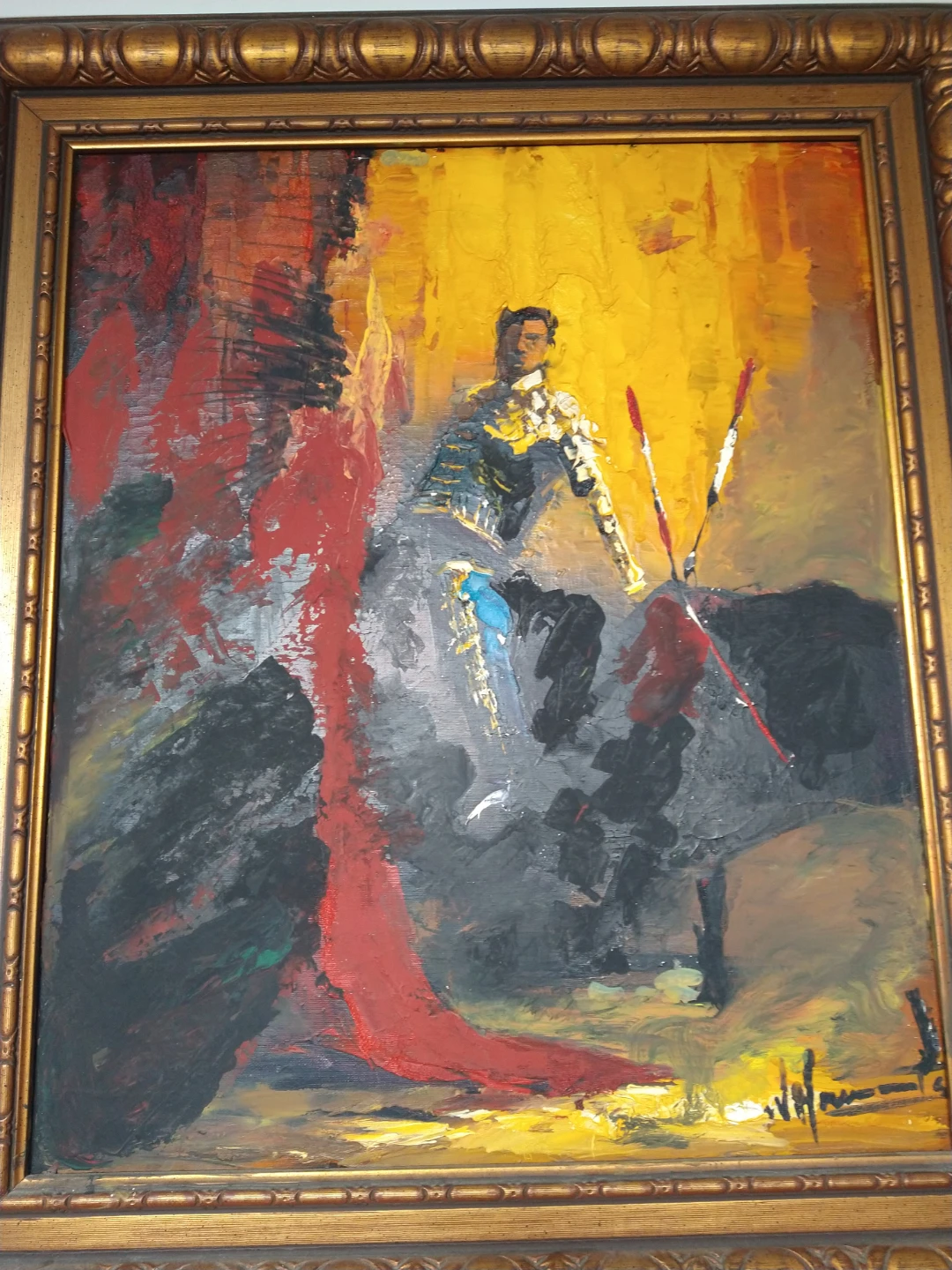Framed Oil Painting of a Matador