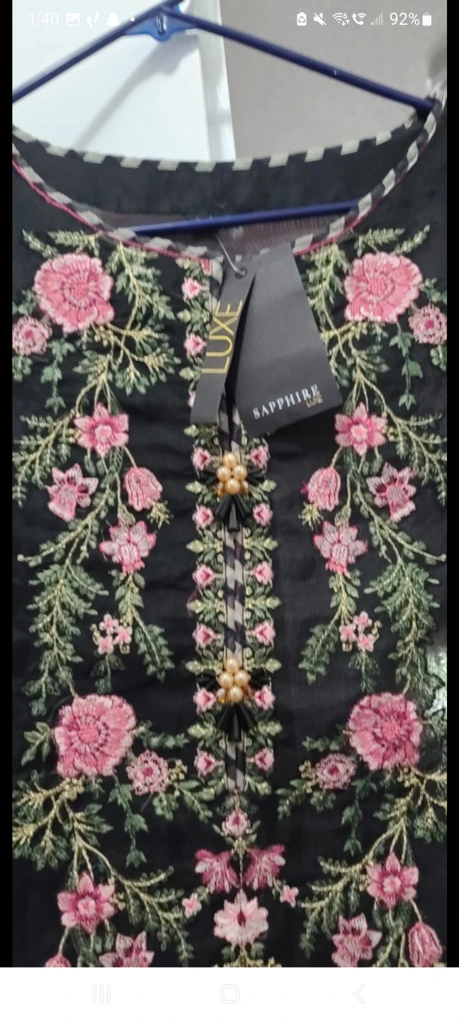 Sapphire Black Embroidered Kurta Set with Pants
