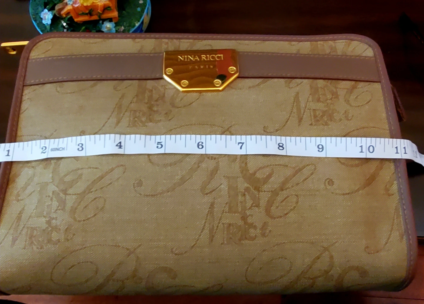 1980's Nina Ricci Paris Monogram Leather Clutch Bag - photo 3