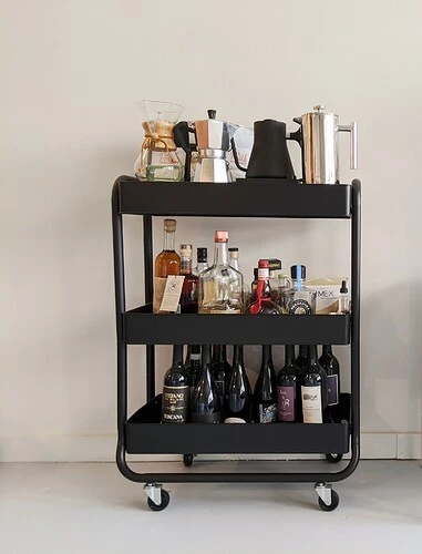 Large 24"W Rolling Utility Metal Cart with Wheels - Black - photo 2
