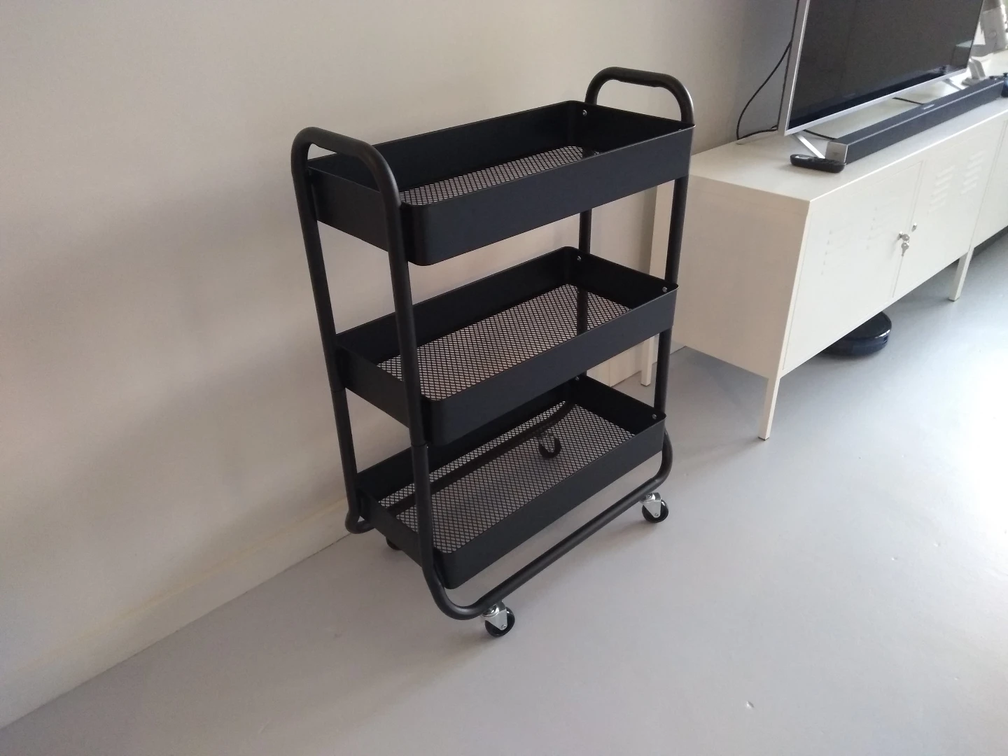 Large 24"W Rolling Utility Metal Cart with Wheels - Black - photo 3