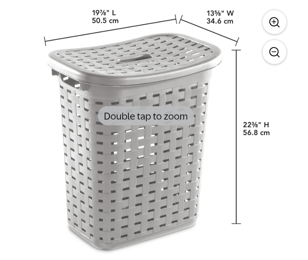 Grey Woven Laundry Basket with Lid
