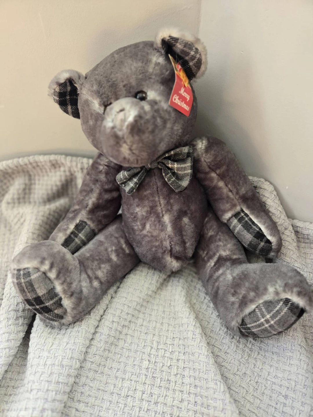 Homerbest Gray Teddy Bear with Plaid Bow - photo 2