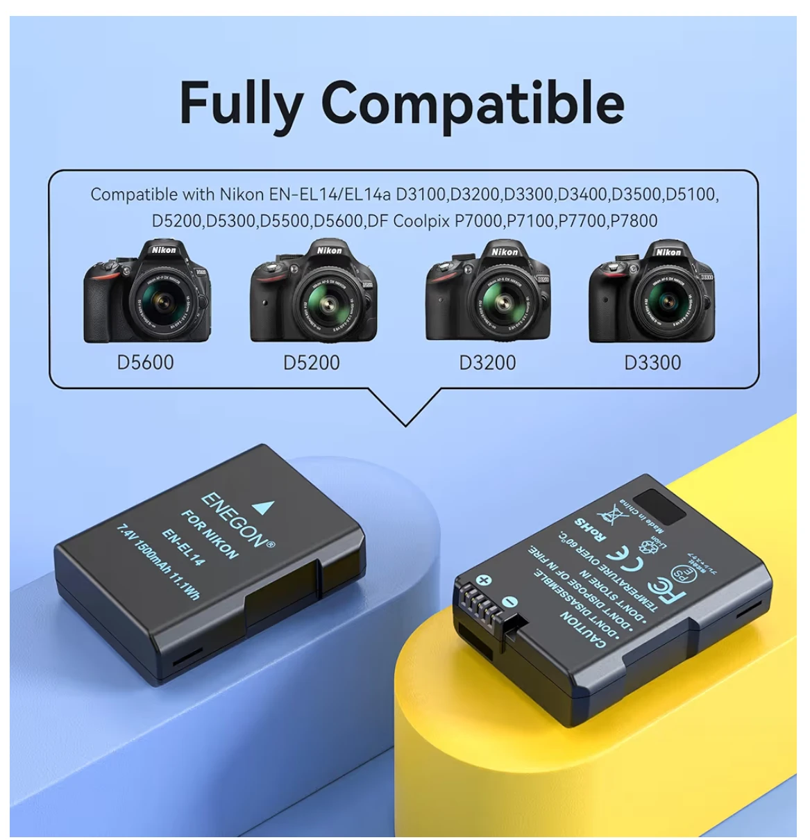 Enegon Dual Battery Charger for Nikon EN-EL14 with 2 Batteries - photo 5