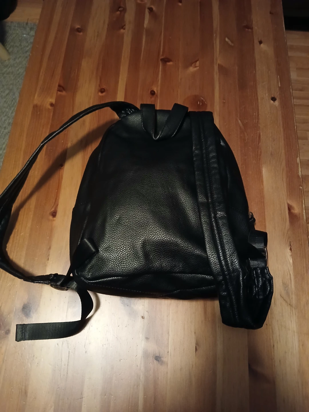 Black Faux Leather Backpack - photo 4