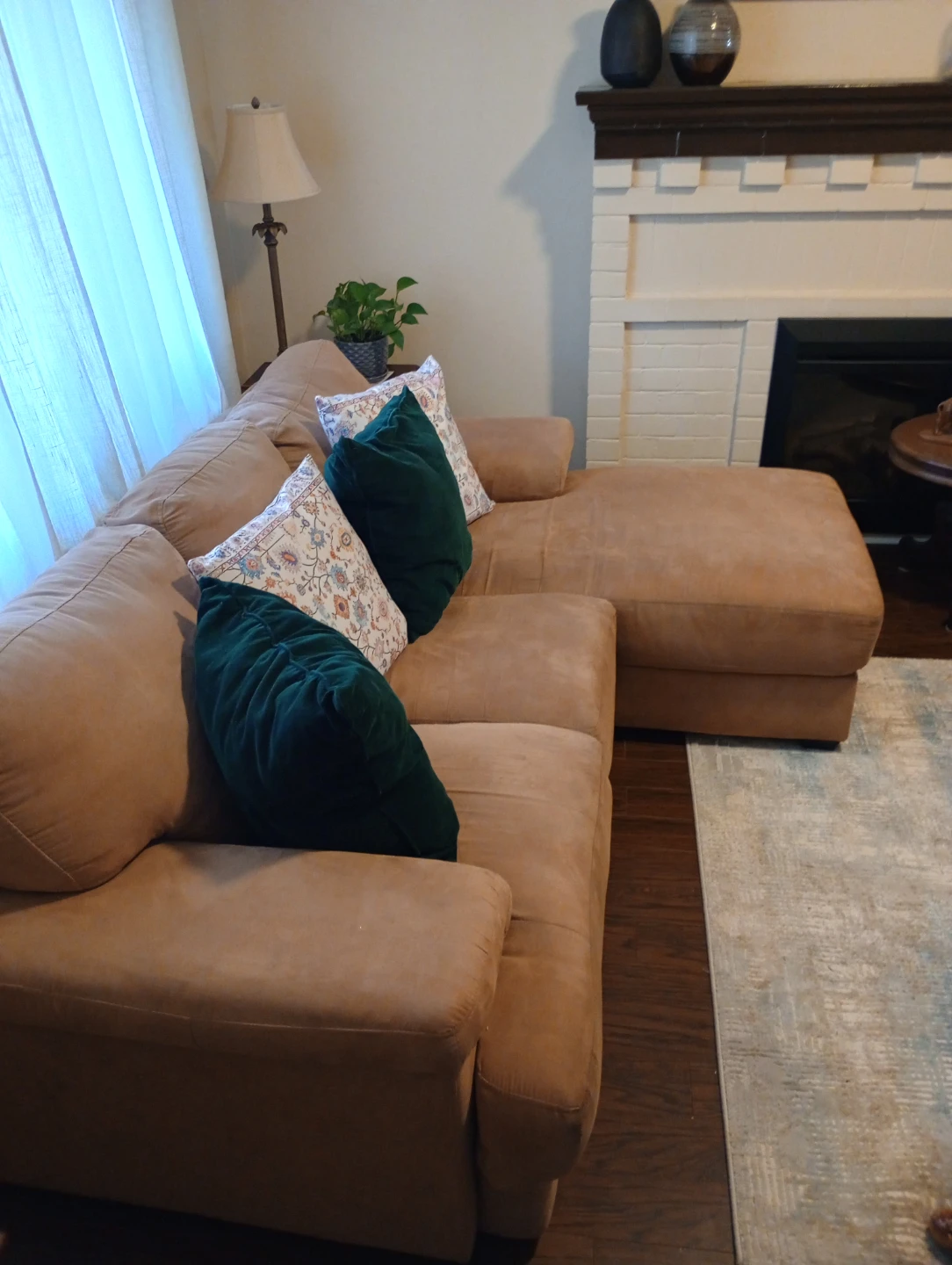 Sandy Brown Suede Sectional Sofa
