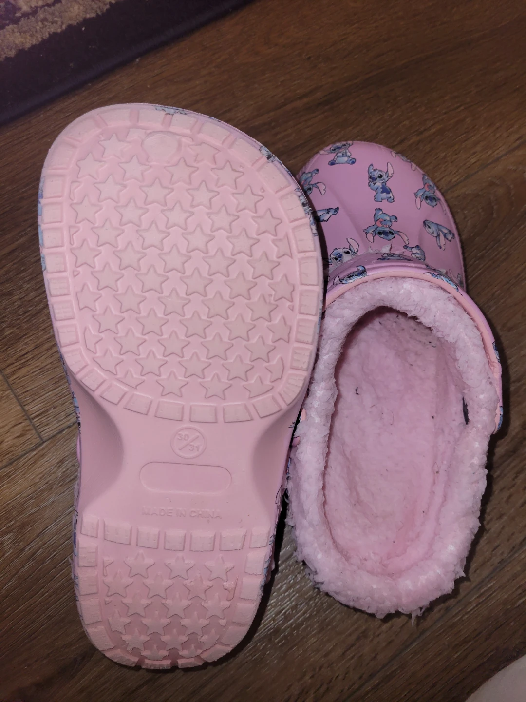 Pink Stitch Clogs Slippers Size 30/31