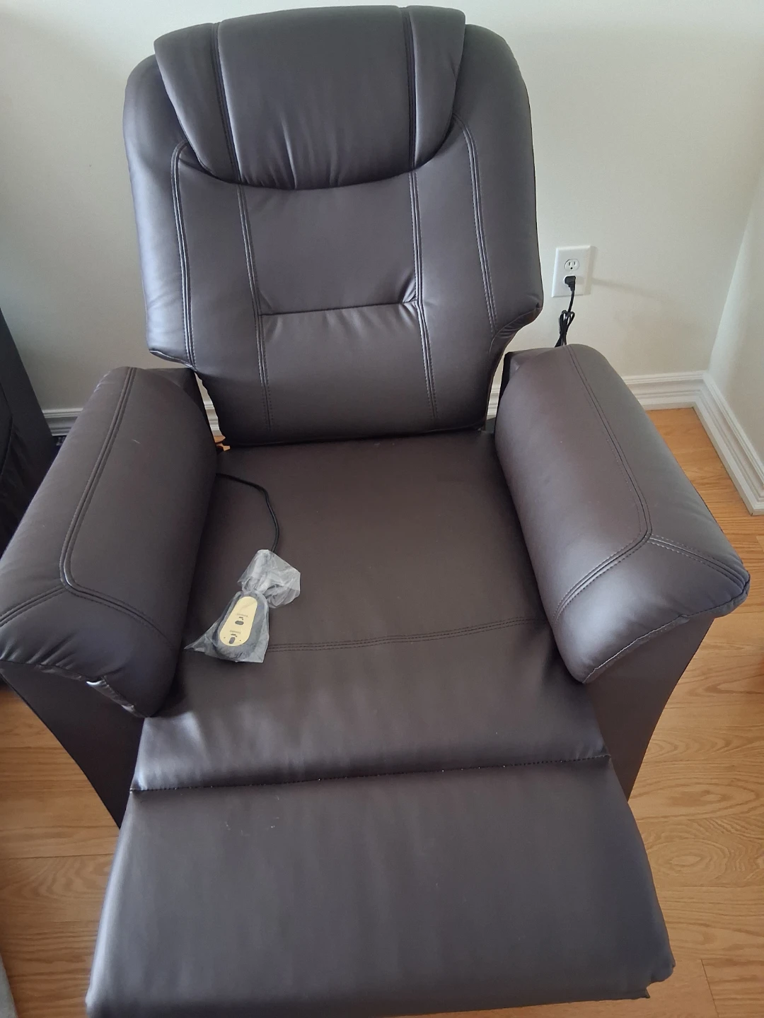 Brown Faux Leather Power Recliner Chair - photo 2