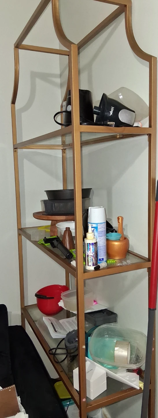 Gold Metal 4-Shelf Étagère Bookcase