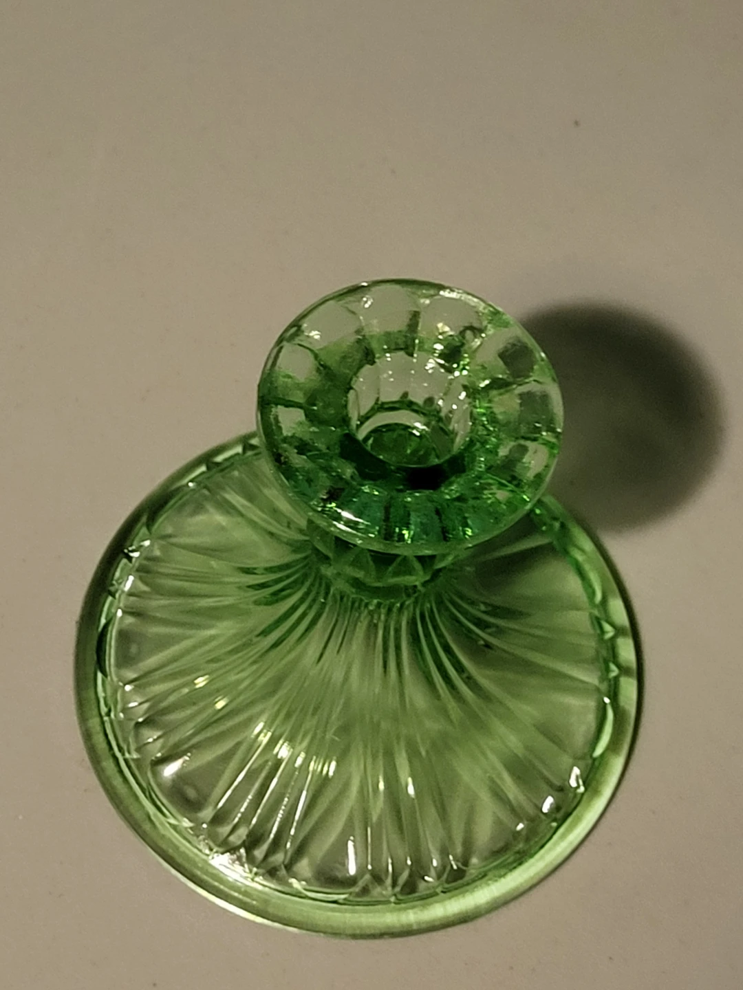 Green Glass Candlestick Holder - photo 2