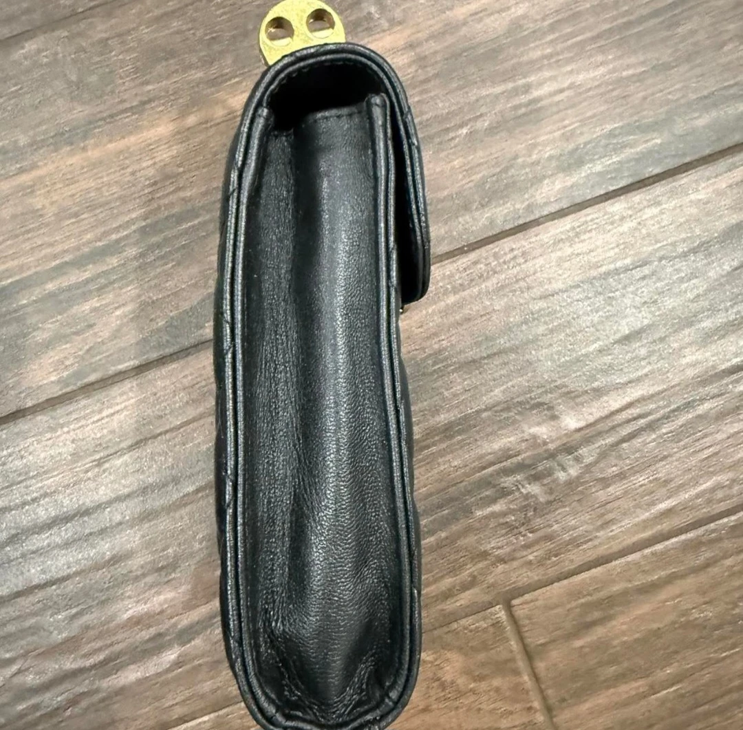 Quilted Black Leather Phone Pouch Bag - photo 5