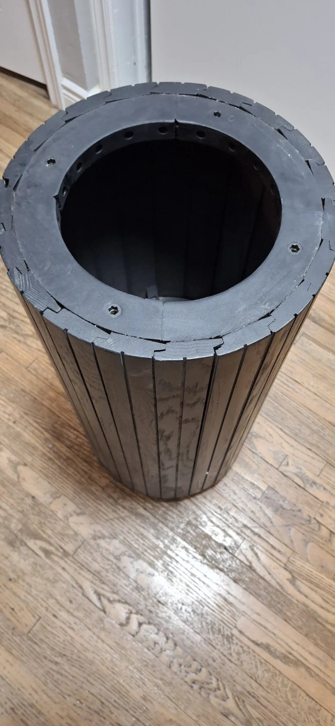 Dark Wood & Gold Trim Waste Bin - photo 2
