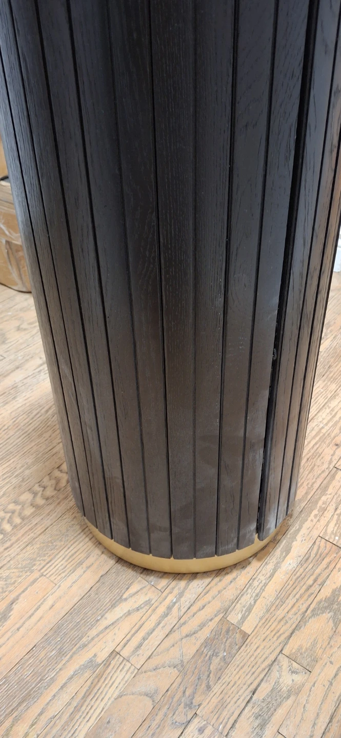 Dark Wood & Gold Trim Waste Bin - photo 3