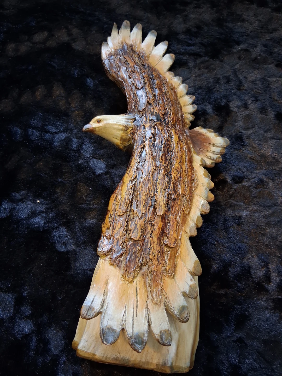 Hand-Carved Wooden Eagle Sculpture