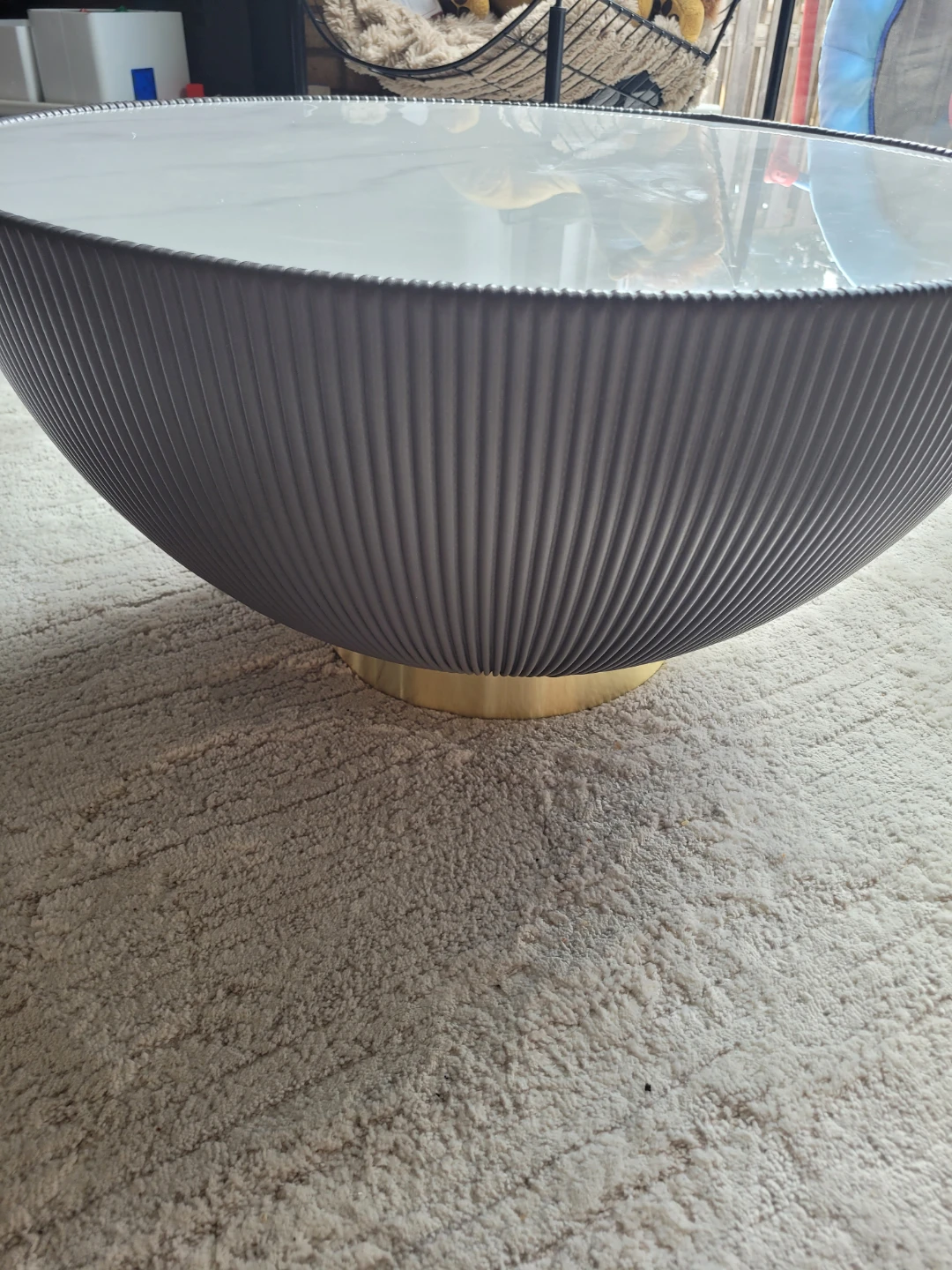 Round Coffee Table with Faux Marble Top - photo 2